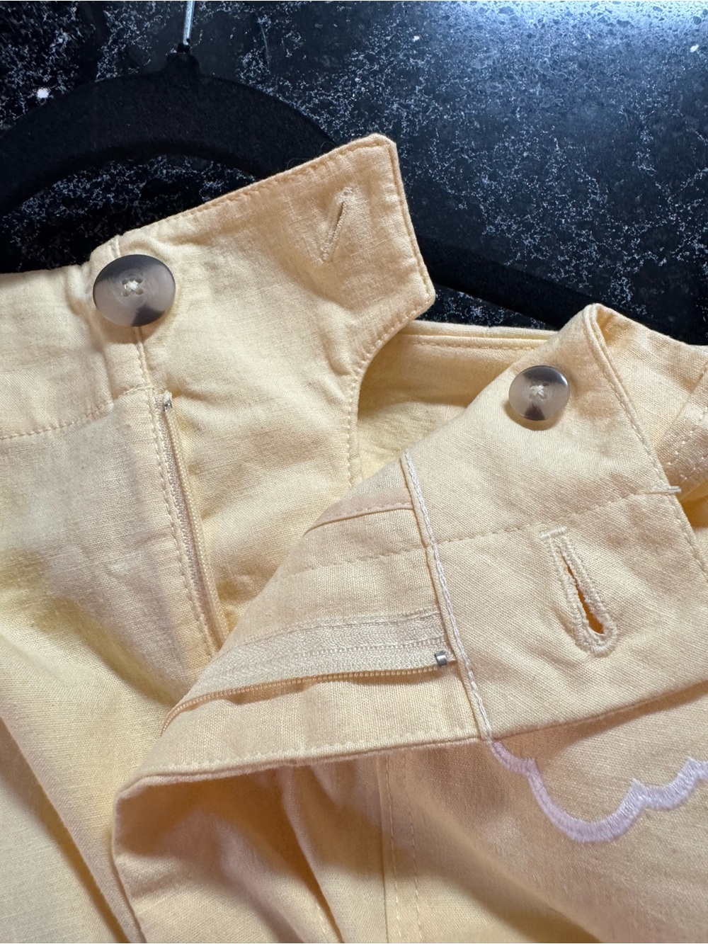Anthropology Maeve Colette Yellow Embroidered Scallop Wide-Leg Crop Pants 33T NW - Picture 14 of 15